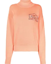 Aries Rollkragenpullover mit Logo-Print Orange