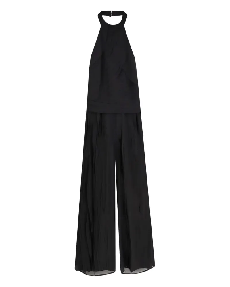 HUGO BOSS Dellana Neckholder-Jumpsuit mit Falten - Schwarz Schwarz