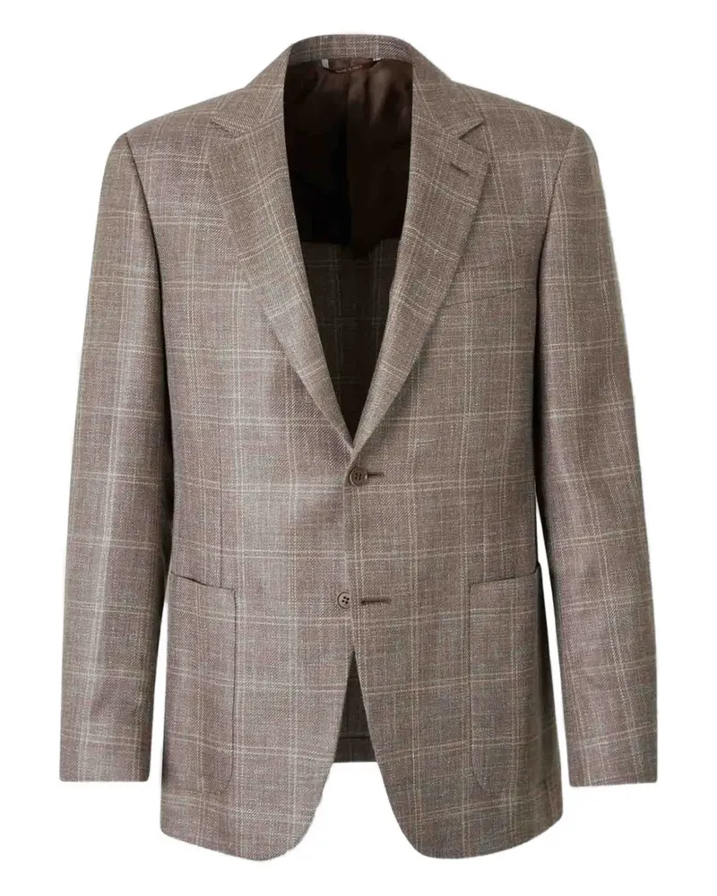 Canali check-pattern single-breasted blazer - Braun Braun