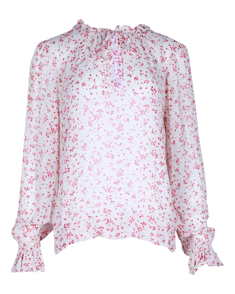 Ganni ruffled floral-print blouse - Weiß Weiß
