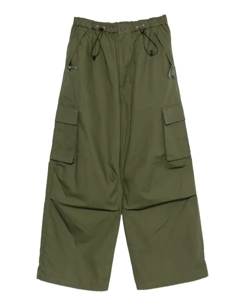 Comme des Garçons ripstop-texture drawstring cargo pants - Grün Grün