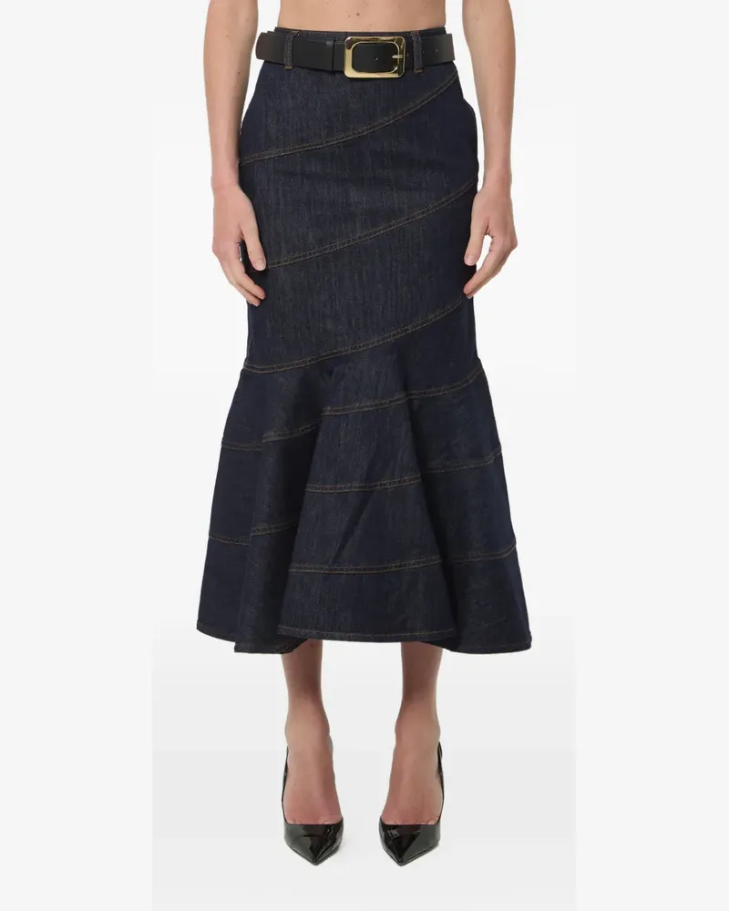 Self-Portrait belted mermaid-style midi skirt - Blau Blau