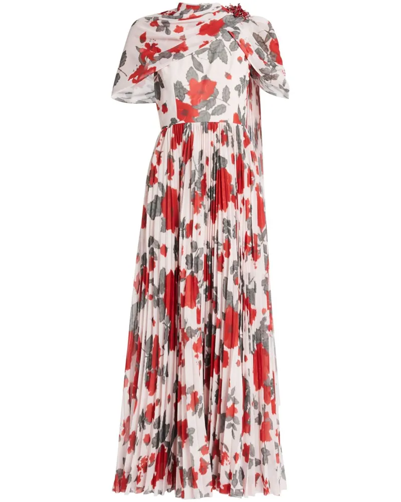 Huishan Zhang Maxikleid mit Blumen-Print - Rot Rot