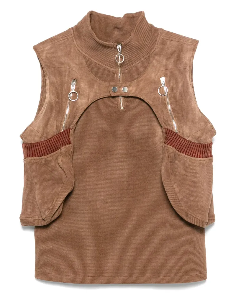 Charlie Constantinou Pullunder mit Waffelstrick-Muster - Braun Braun