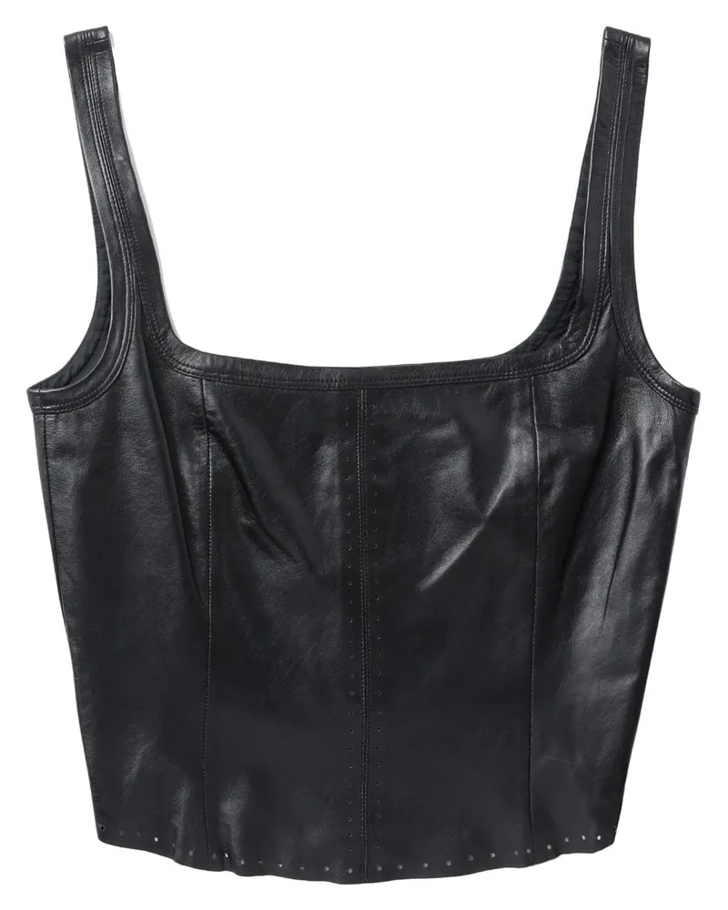 Helmut Lang Top aus Leder - Schwarz Schwarz