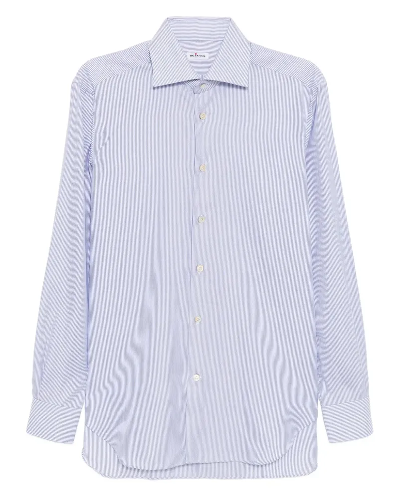Kiton Gestreiftes Hemd mit Print - Blau Blau