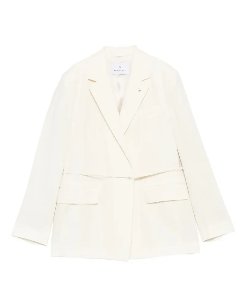 Manuel Ritz belted notch-lapels jacket - Nude Nude