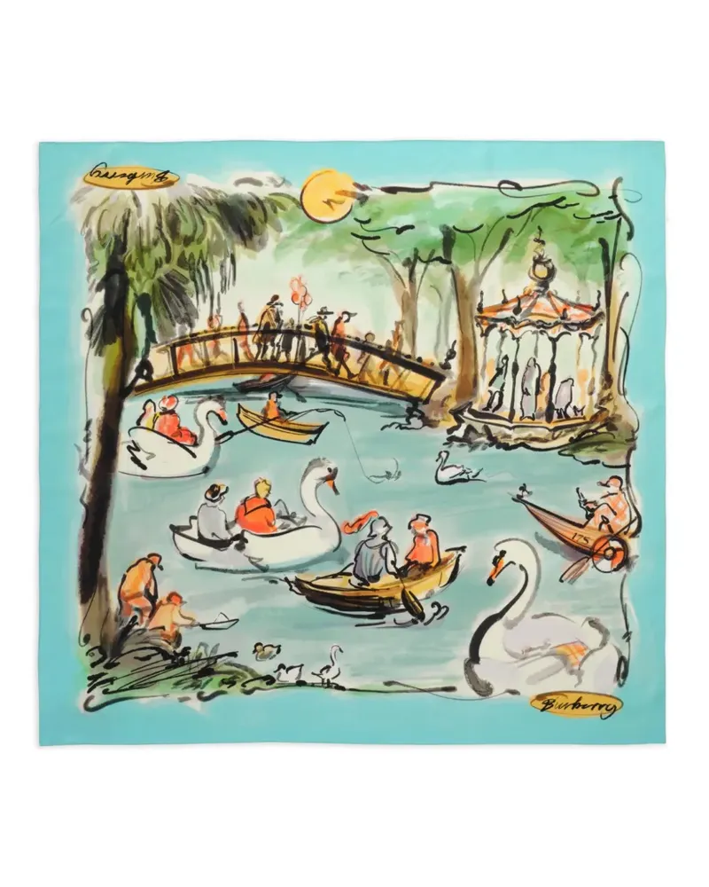 Burberry Swan Lake Seidenschal - Blau Blau