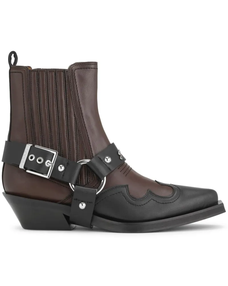 Ganni Schmale Chelsea-Cowboystiefel - Braun Braun