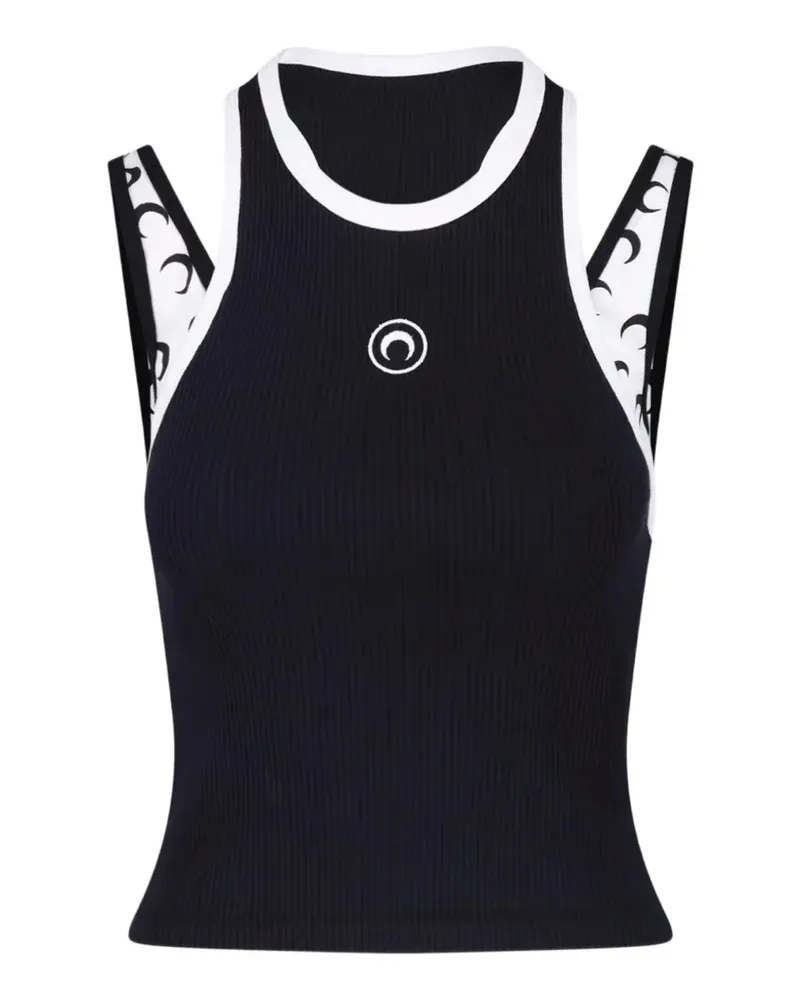 Marine Serre Tanktop im Layering-Look - Schwarz Schwarz