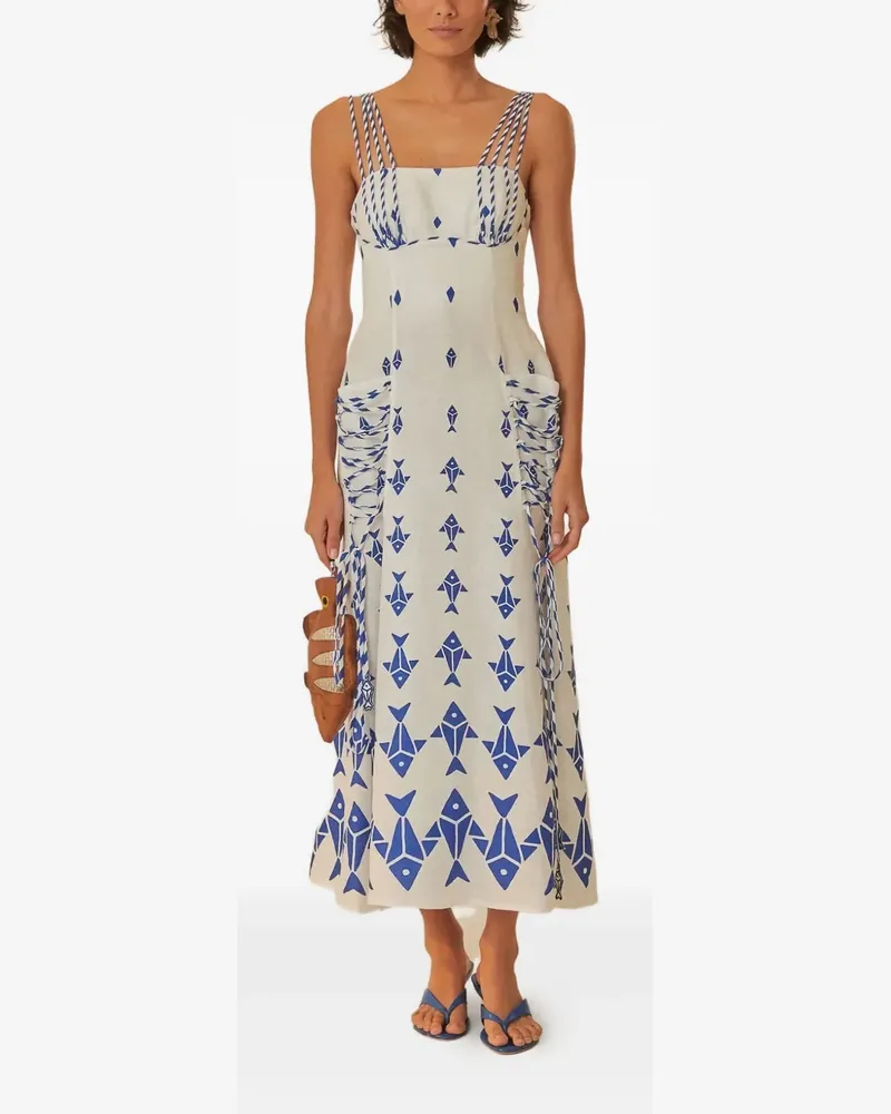 FARM Rio Kleid mit Fisch-Print - Weiß Weiß