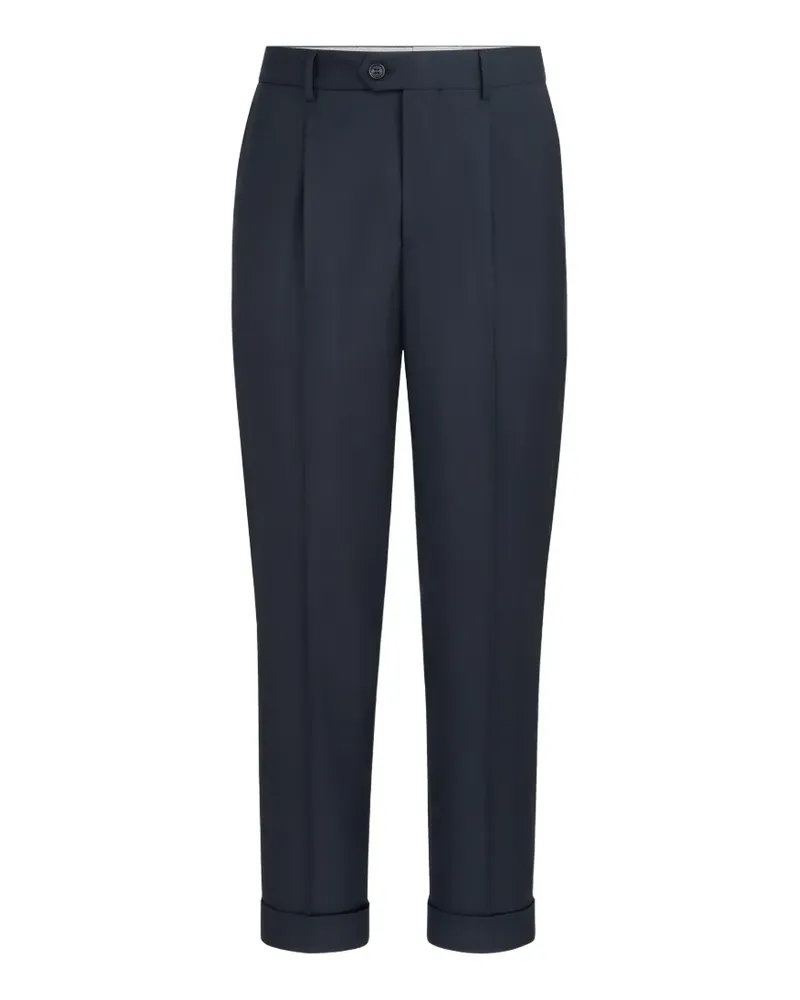 Brunello Cucinelli Super 150s virgin wool four season batavia trousers with pleat - Blau Blau