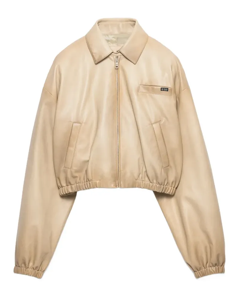 Prada cropped nappa leather jacket - Nude Nude