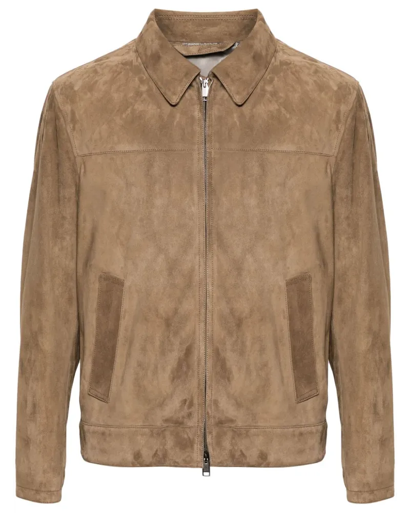 Brioni Jacke mit Wildledereinsätzen Braun