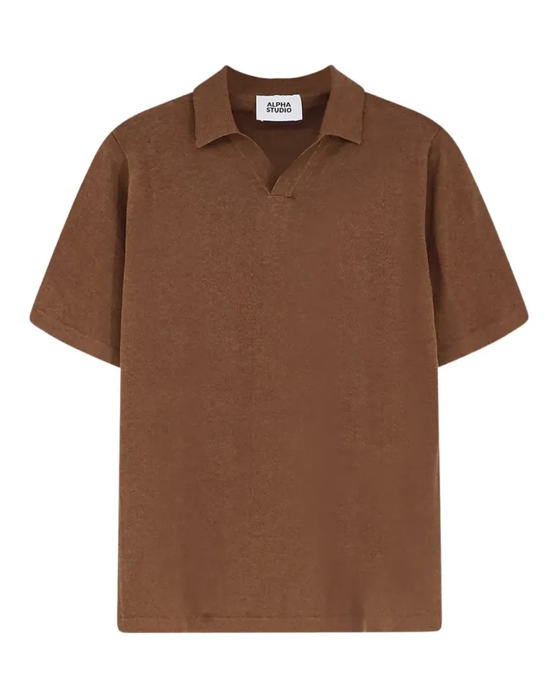 Alpha Studio T-Shirt mit Poloshirtkragen - Braun Braun