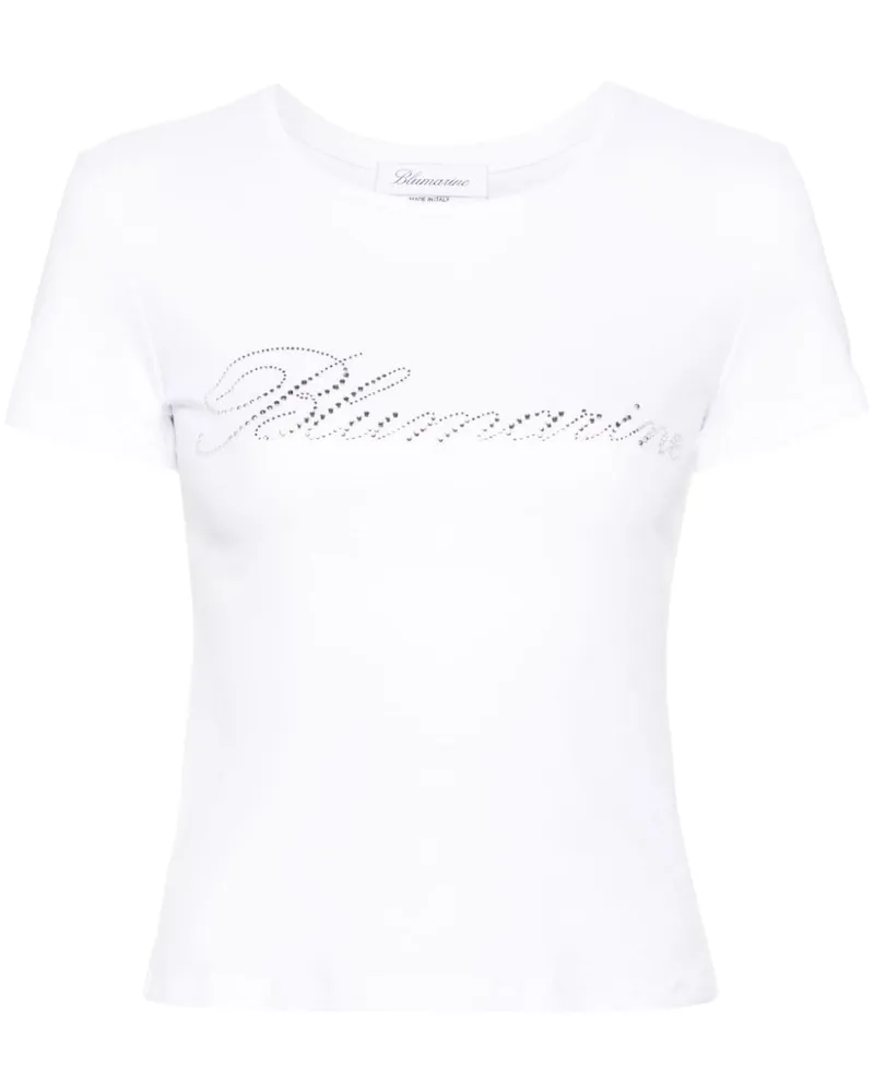 Blumarine T-Shirt mit Strass-Logo - Weiß Weiß