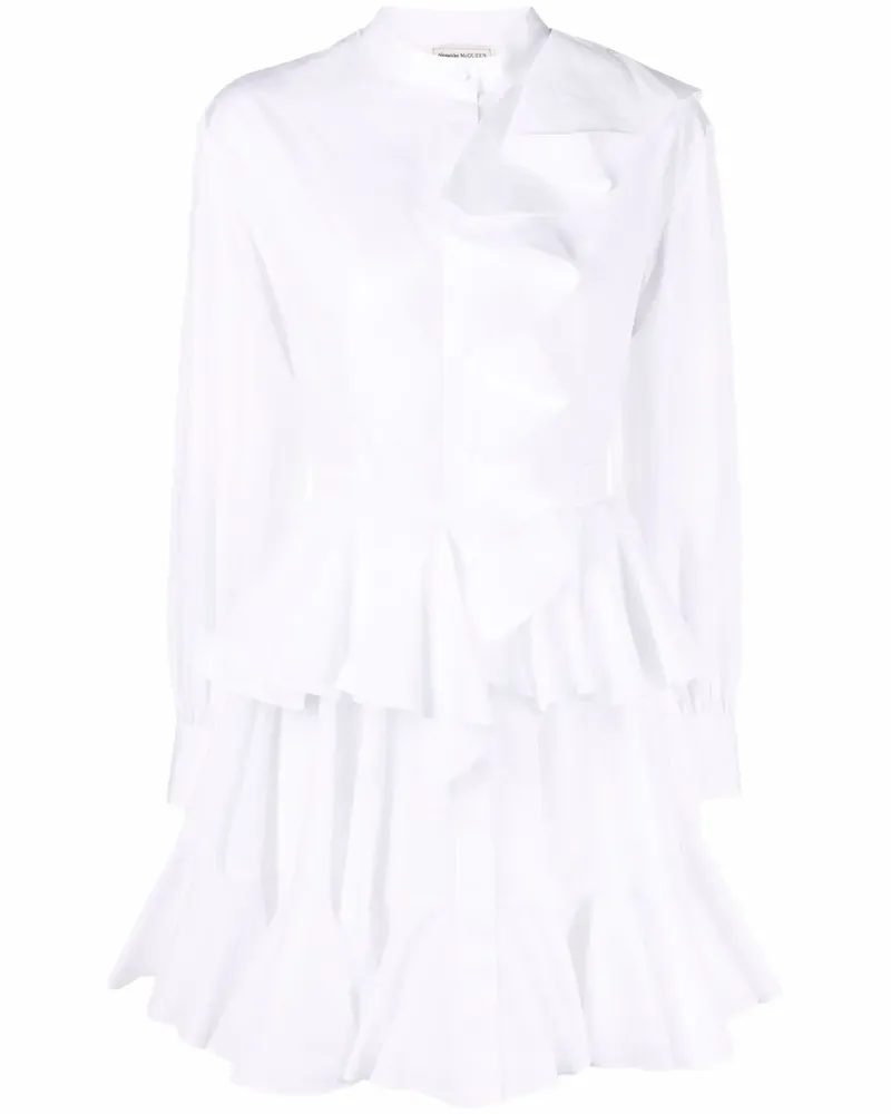 Alexander McQueen Hemdkleid mit Volants - Weiß Weiß