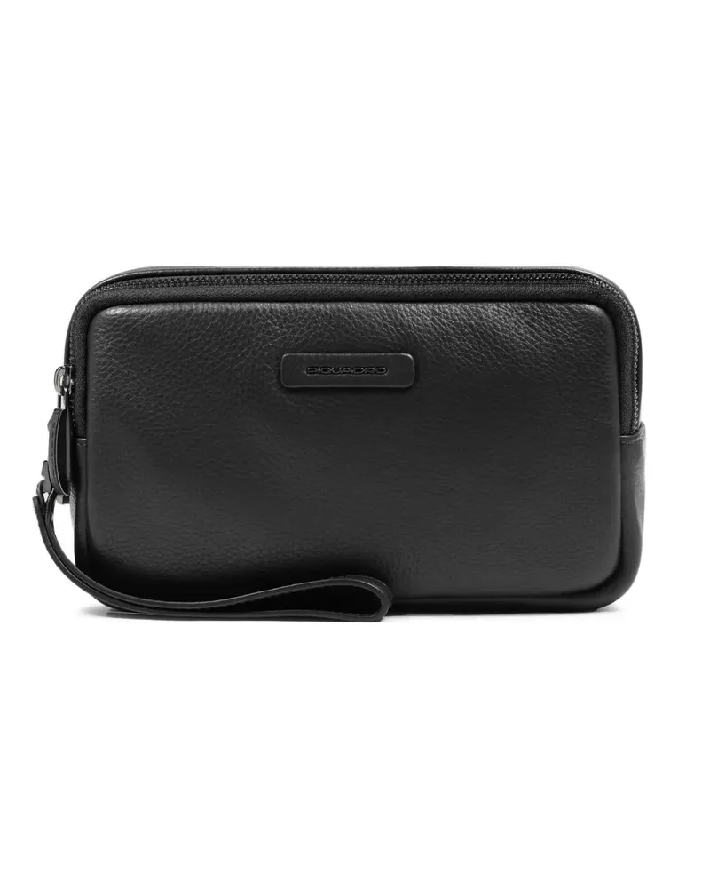 Piquadro Clutch aus gekörntem Leder - Schwarz Schwarz