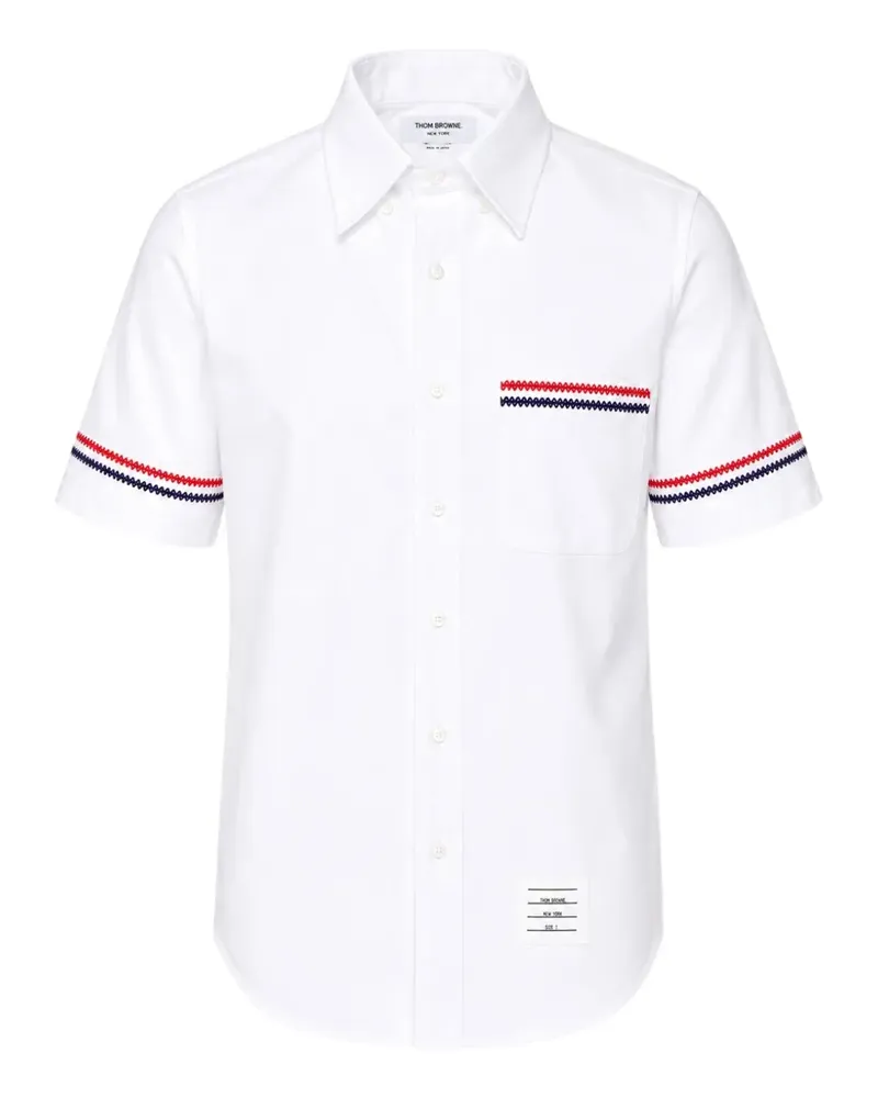 Thom Browne RWB-stripe short-sleeve shirt - Weiß Weiß