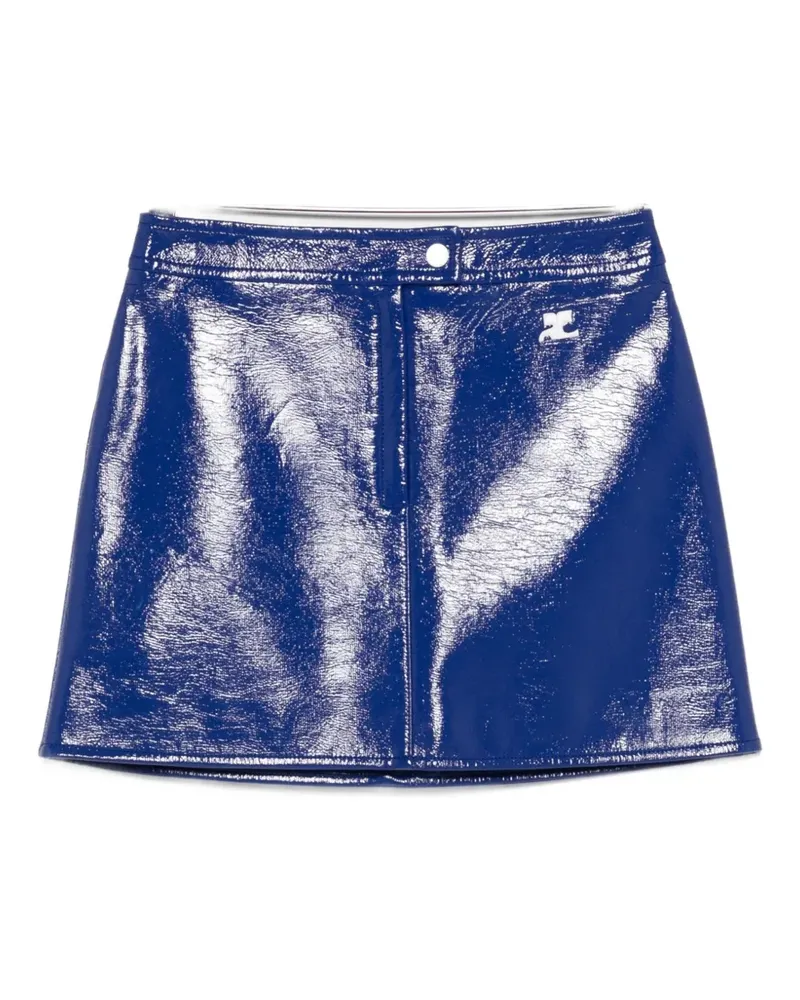 Courrèges logo button skirt - Blau Blau