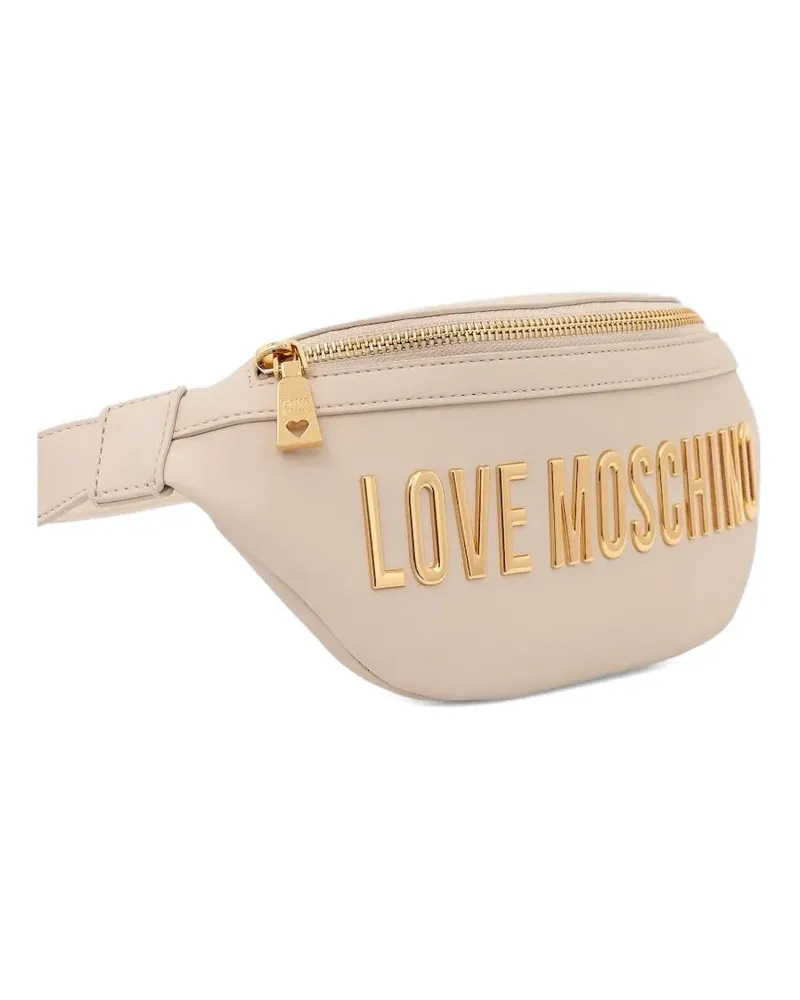Moschino Gürteltasche mit Logo-Schild - Nude Nude