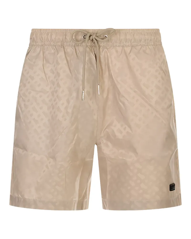 HUGO BOSS monogram-print drawstring swim shorts - Nude Nude
