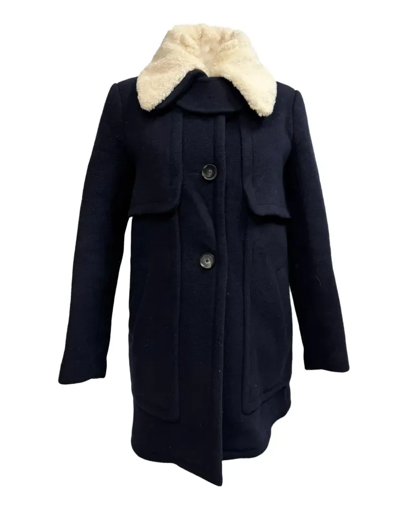 Claudie Pierlot Sheared-collar round-neck coat - Blau Blau