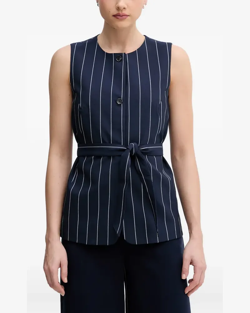 Benetton pinstriped belted top - Blau Blau