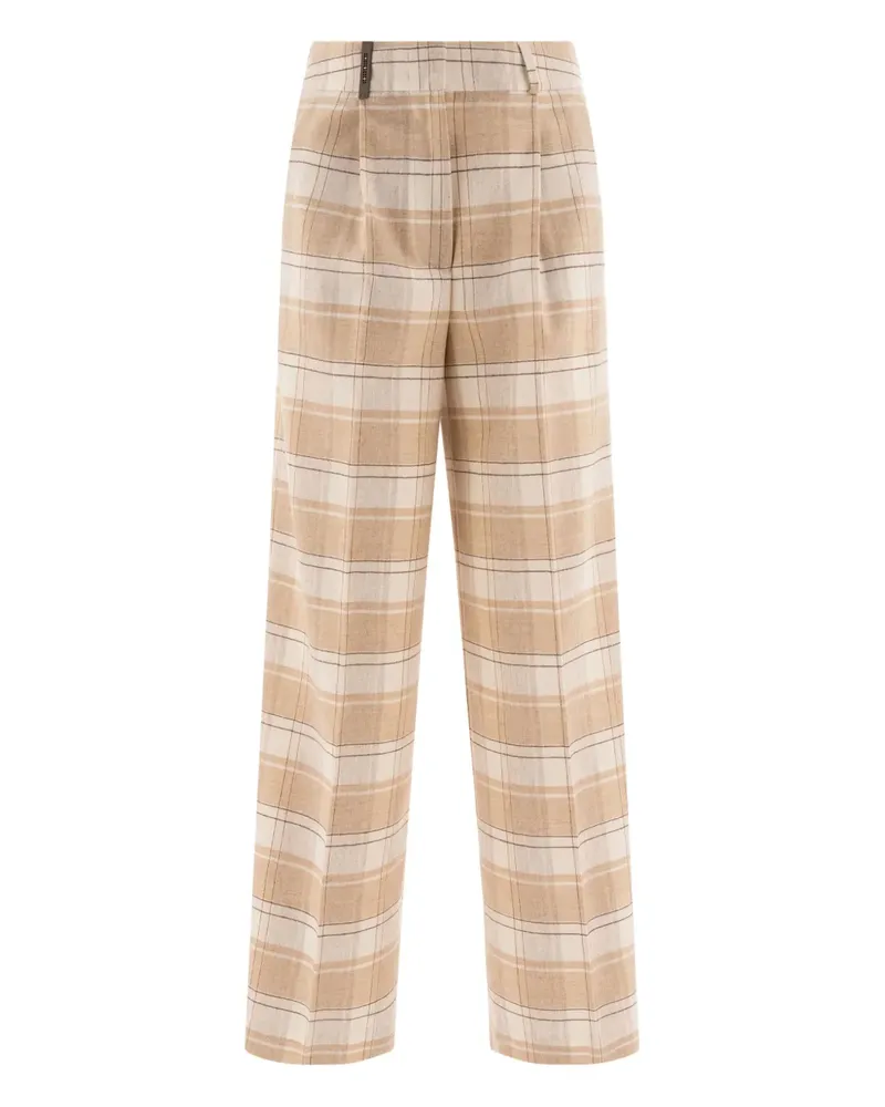 Peserico Karierte Hose mit Falten - Nude Nude