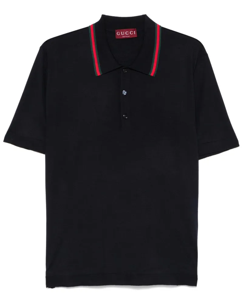 Gucci Gestricktes Poloshirt mit Webbesatz - Blau Blau