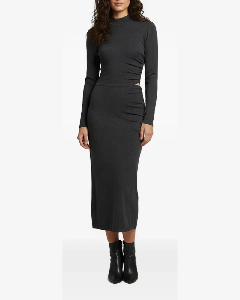 Sandro Gerafftes Ryna Maxikleid - Grau Grau