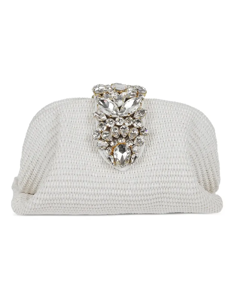 GEDEBE crystal-embellished woven clutch bag - Weiß Weiß