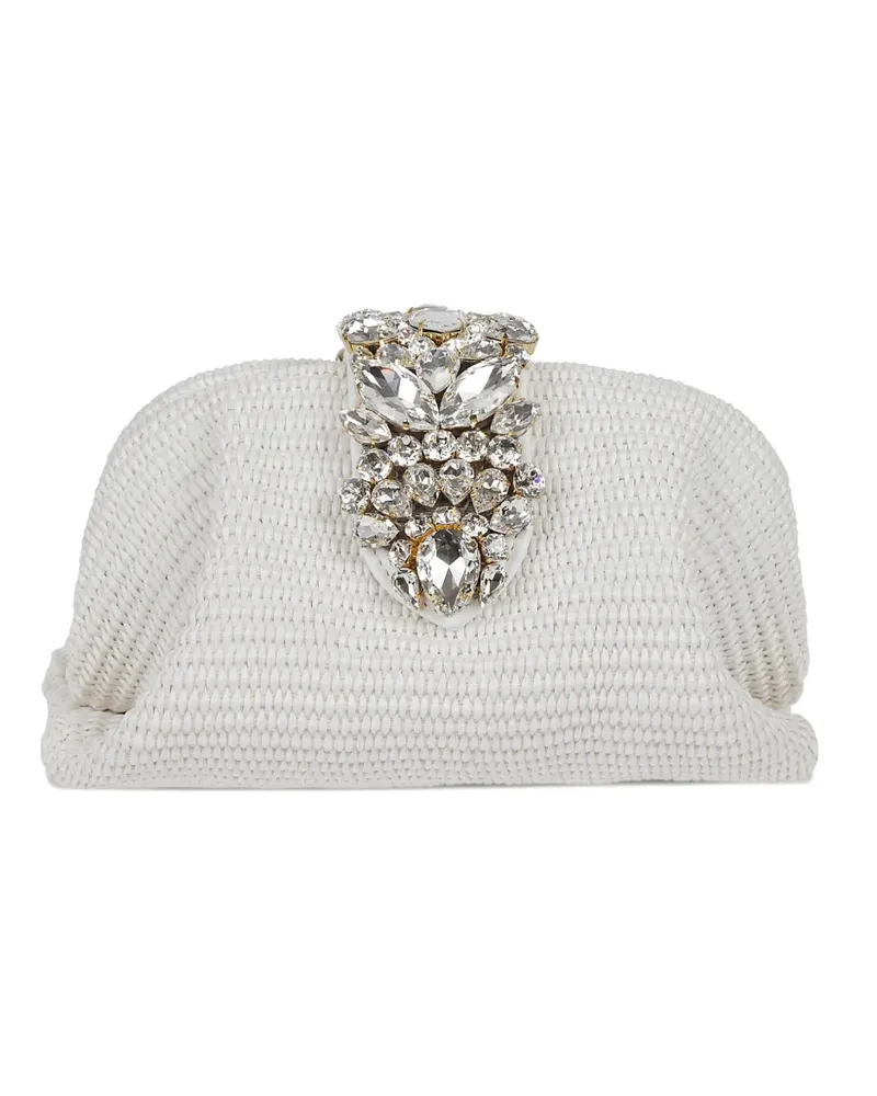 GEDEBE crystal-embellished woven clutch bag - Weiß Weiß