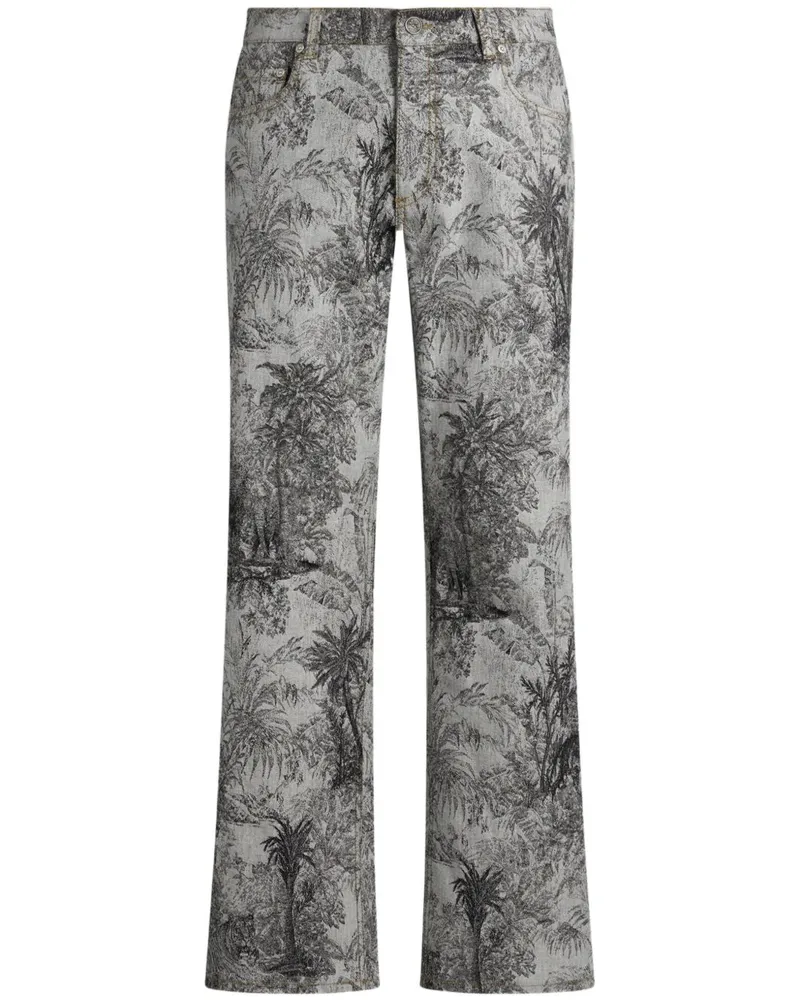 Etro Jacquard-Jeans mit weitem Bein - Grau Grau