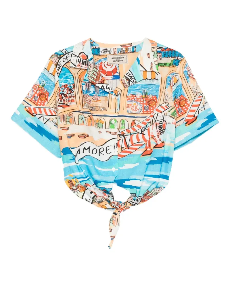 Alessandro Enriquez printed short-sleeves shirt - Blau Blau
