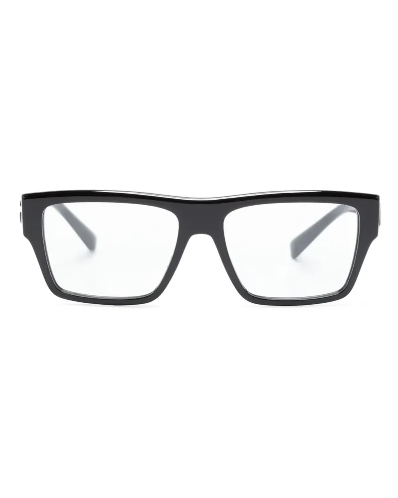 Dolce & Gabbana Eckige Brille mit Logo-Schild - Schwarz Schwarz