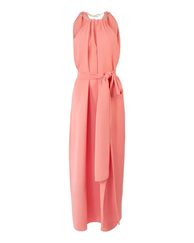 Carolina Herrera New York chain-strap halterneck midi satin dress - Rosa Rosa