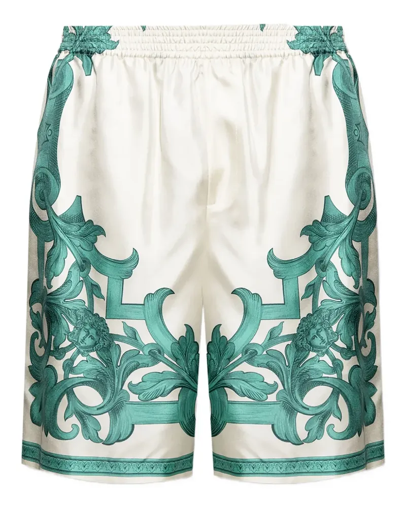 Versace Shorts mit barockem Print - Weiß Weiß