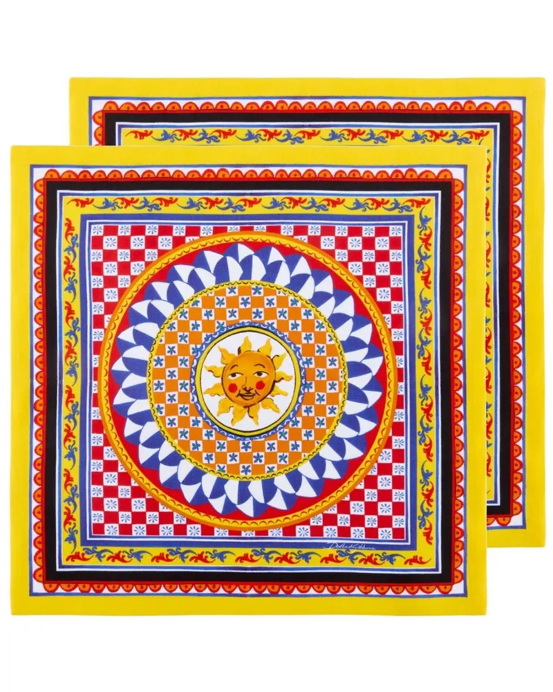 Dolce & Gabbana Servietten-Set mit Carretto-Print - Gelb Gelb