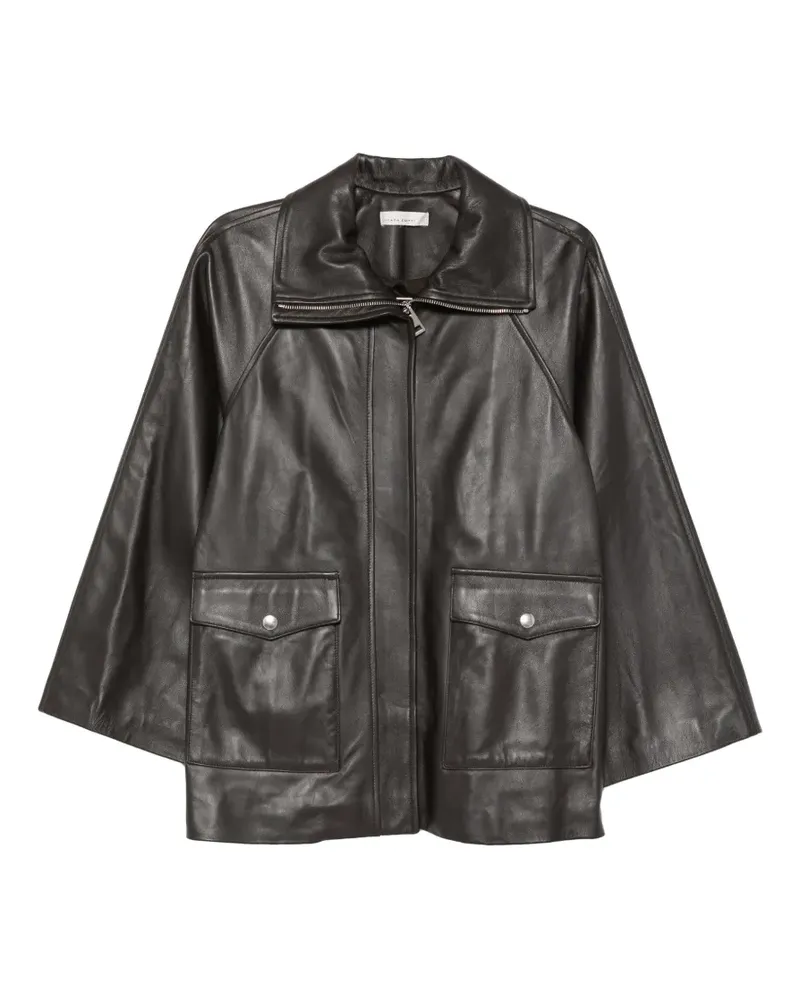 Liviana Conti Lederjacke mit Raglanärmeln - Schwarz Schwarz