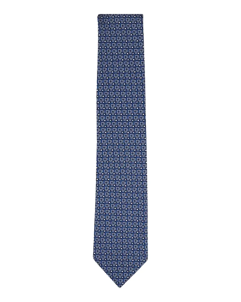 Ermenegildo Zegna Geometrisch gemusterte Krawatte - Blau Blau