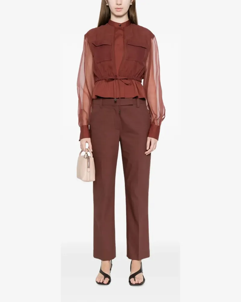 Brunello Cucinelli Semi-transparentes Hemd mit Kordelzug - Rot Rot