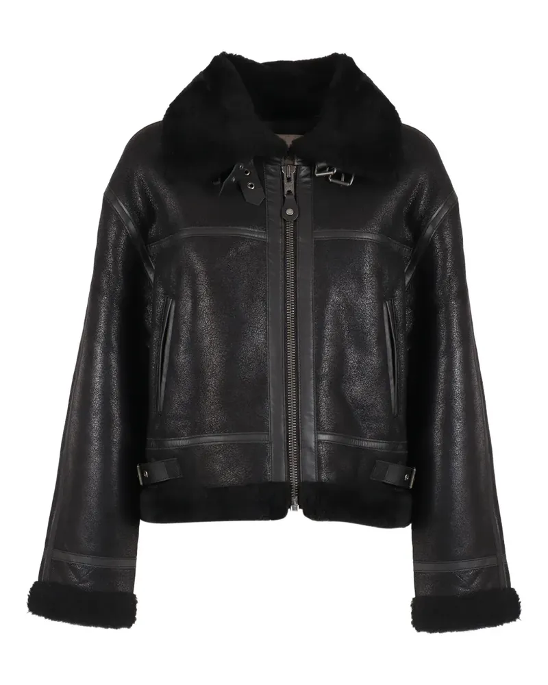 Schott N.Y.C fur-collar leather jacket - Schwarz Schwarz