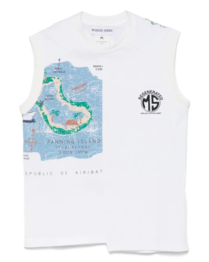 Marine Serre Tanktop mit Regenerated-Grafik - Weiß Weiß