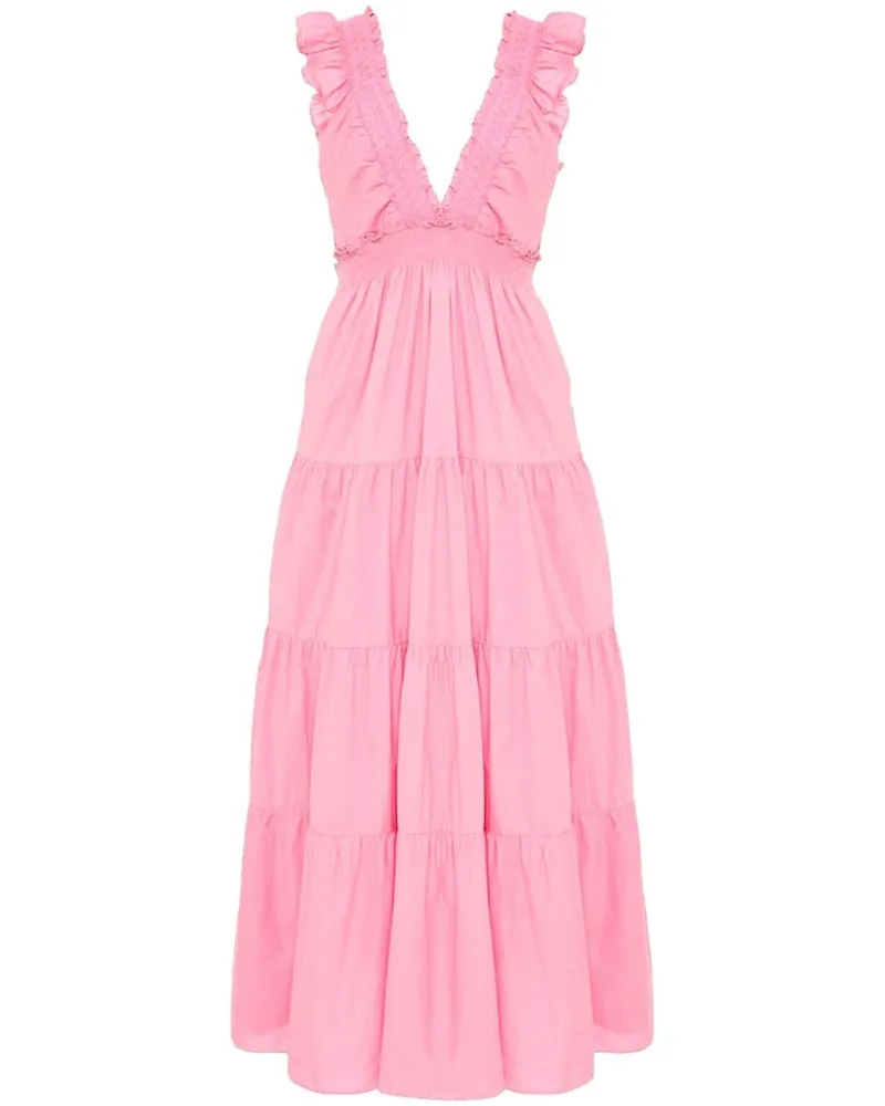 LoveShackFancy Maxikleid mit Rüschen - Rosa Rosa