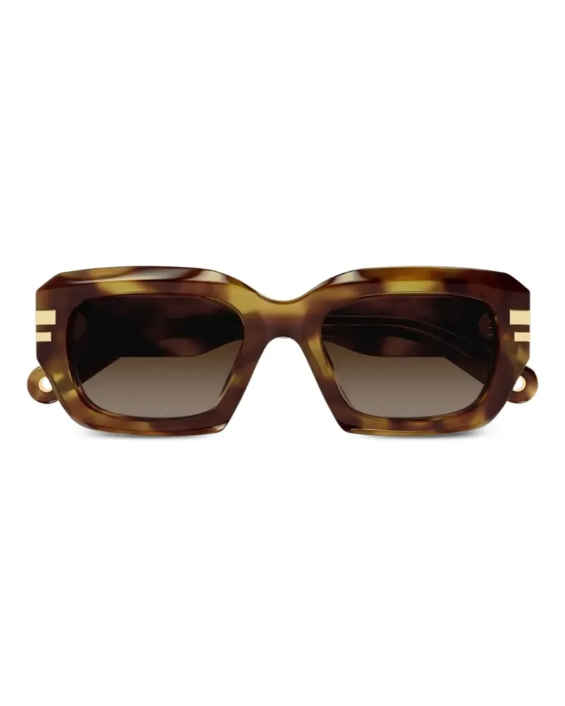 Chloé tortoiseshell-effect rectangle-frame sunglasses - Braun Braun