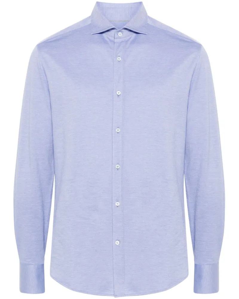Brunello Cucinelli Hemd mit Spreizkragen - Blau Blau