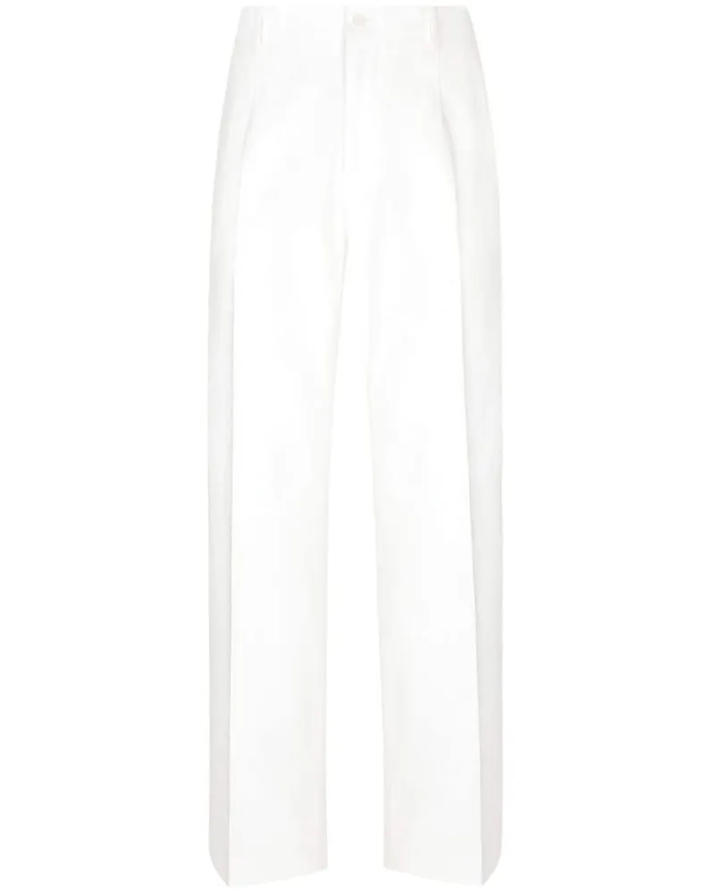 Dolce & Gabbana Gerade Hose mit Bügelfalten - Weiß Weiß