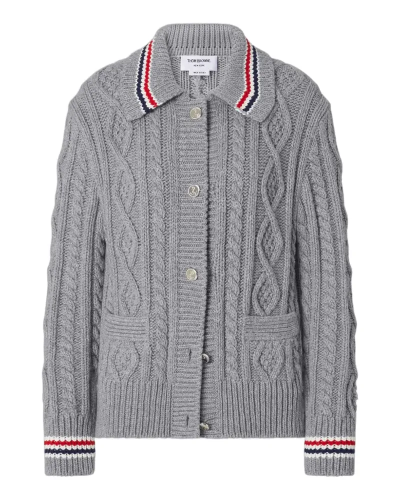 Thom Browne Aran Cardigan mit Strickmuster - Grau Grau