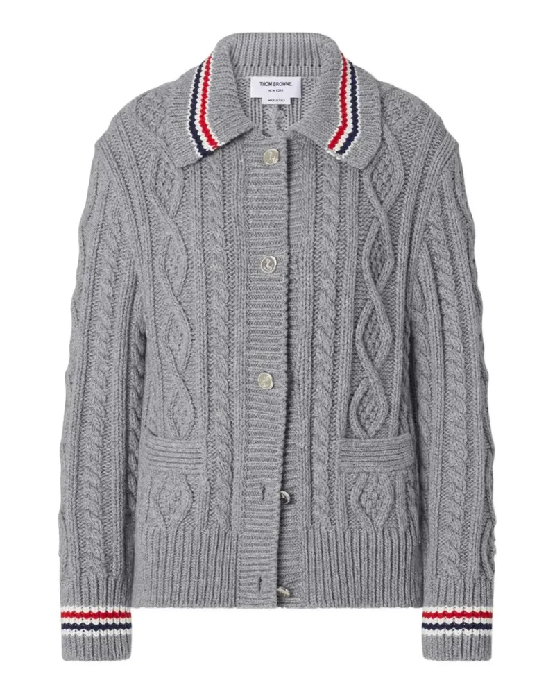 Thom Browne Aran Cardigan mit Strickmuster - Grau Grau